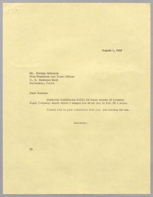[Letter from Harris L. Kempner to George Atkinson, August 1, 1966]