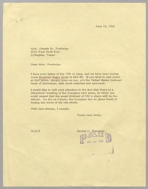 [Letter from Harris L. Kempner to Juanita M. Powledge, June 18, 1966]