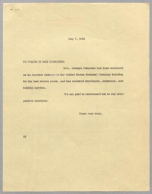 [Letter from Harris L. Kempner, July 7, 1966]