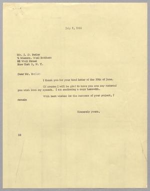 [Letter from Harris L. Kempner to J. D. Butler, July 2, 1966]