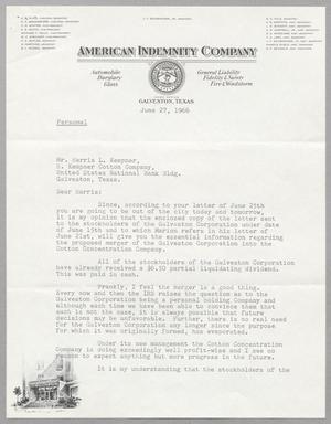 [Letter from J. F. Seinsheimer, Jr. to Harris L. Kempner, June 27, 1966]