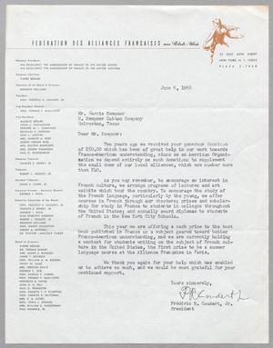 [Letter from Frederic R. Coudert, Jr. to Harris L. Kempner, June 6, 1966]