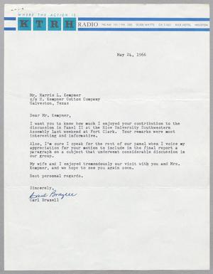 [Letter from Carl Brazell to Harris L. Kempner, May 24, 1966]