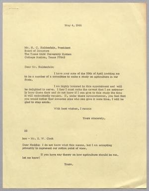 [Letter from Harris L. Kempner to H. C. Heldenfels and E. W. Cook, May 4, 1966]