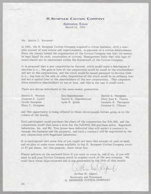 [Letter from the H. Kempner Cotton Company, March 11, 1966]
