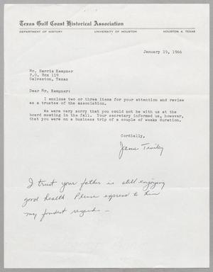 [Letter from James Tinsley to Harris L. Kempner, January 19, 1966]