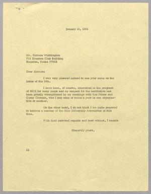[Letter from Harris L. Kempner to Harmon Whittington, January 18, 1966]