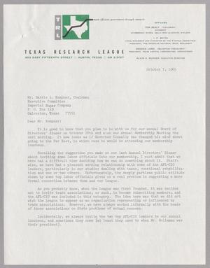 [Letter from Alvin A. Burger to Harris L. Kempner, October 7, 1965]