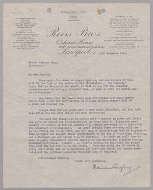 [Letter from Reiss Bros. to Harris Leon Kempner, November 15, 1943]