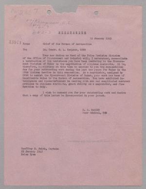 [Memorandum from the Chief of the Bureau of Aeronautics to Lt. Comdr. H. L. Kempner, January 22, 1945]
