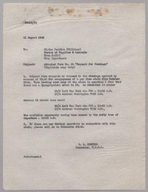 Primary view of object titled '[Letter from Harris L. Kempner to Claims Section, August 11, 1945]'.