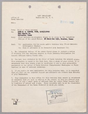 [Letter from E. C. Rogers to Harris L. Kempner, November 28, 1950]