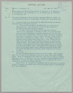 [Letter from Harris Leon Kempner, Jr. to Harris Leon Kempner, I. H. Kempner, Robert Lee Kempner, R. Armstrong, H. Williams and I. H. Kempner, III, May 27, 1964]