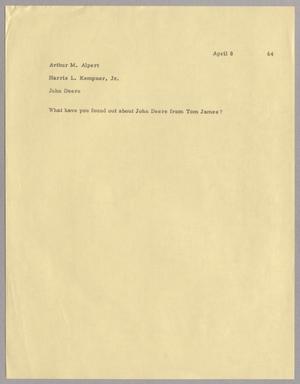 [Letter from Arthur M. Alpert to Harris L. Kempner Jr., April 8, 1964]