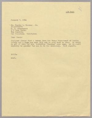 [Letter from Edward Randall Thompson to Harris Leon Kempner, Jr., January 3, 1965]