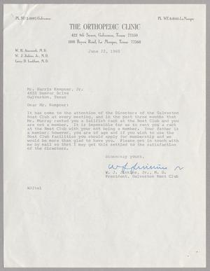 [Letter from W. J. Jinkins Jr. to Harris L. Kempner Jr., June 22, 1965]