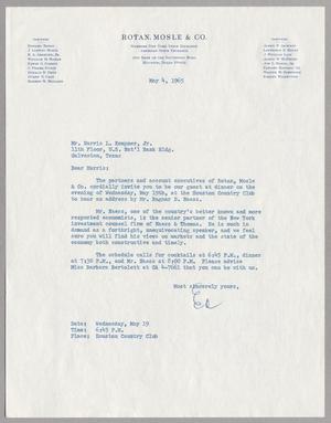 [Letter from Rotan, Mosle & Co. to Harris Leon Kempner, May 4, 1965]