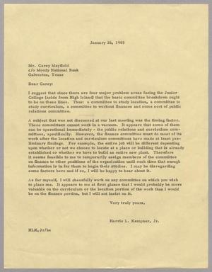 [Letter from Harris L. Kempner Jr. to Carey Mayfield, January 26, 1965]