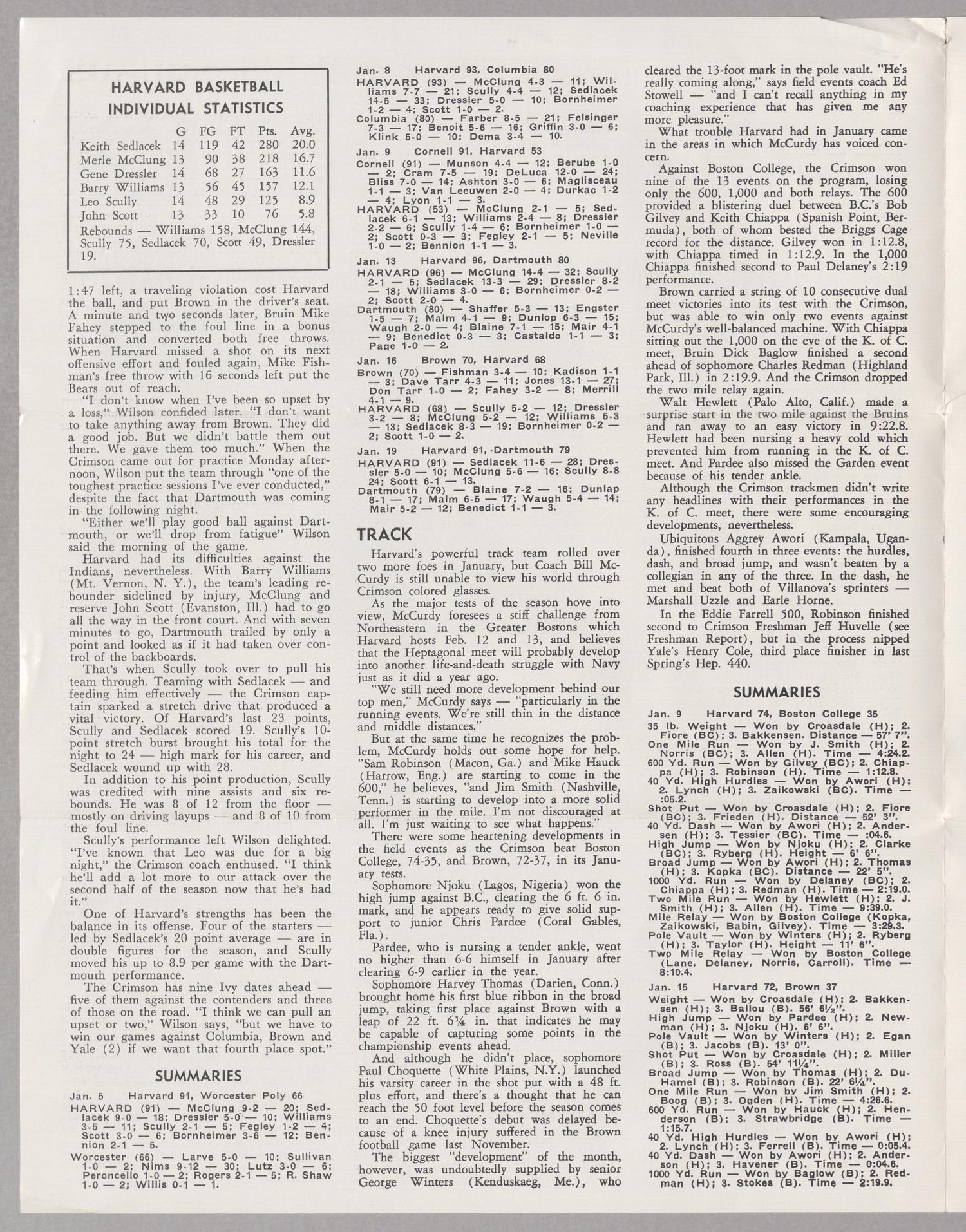 News and Views of Harvard Sports, Volume 7, Number 14, January 28, 1965
                                                
                                                    [Sequence #]: 2 of 7
                                                