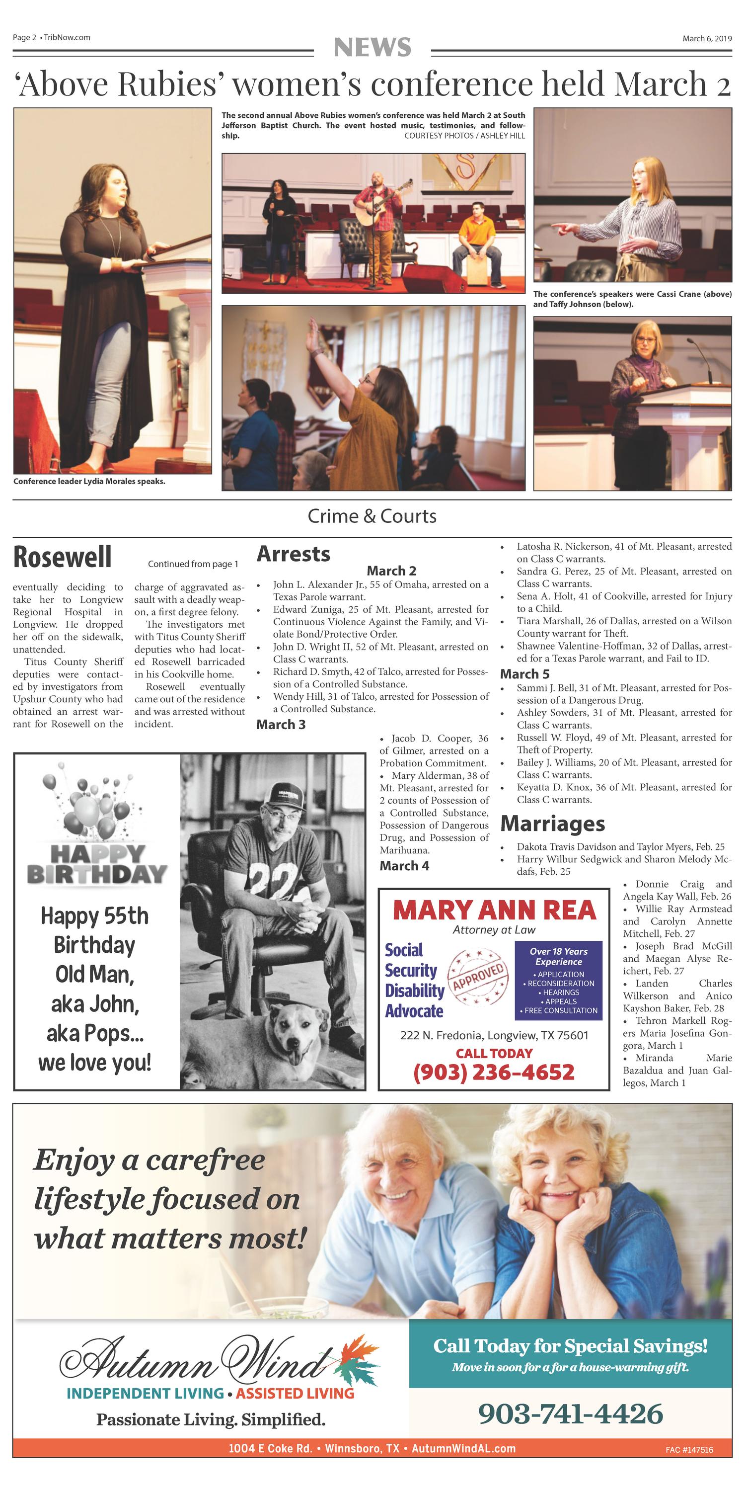 Mount Pleasant Tribune (Mount Pleasant, Tex.), Vol. 145, No. 26, Ed. 1 Wednesday, March 6, 2019
                                                
                                                    [Sequence #]: 2 of 12
                                                