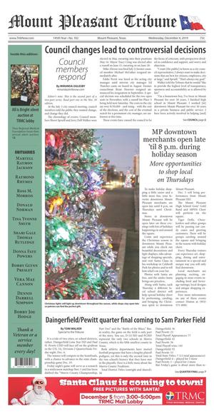 Mount Pleasant Tribune (Mount Pleasant, Tex.), Vol. 145, No. 102, Ed. 1 Wednesday, December 4, 2019