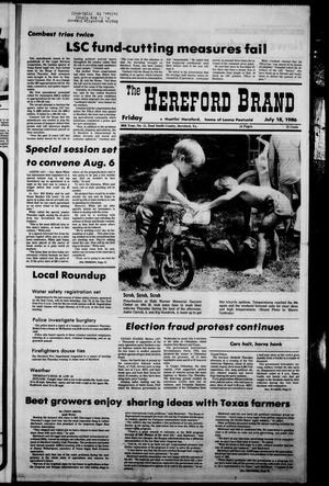 The Hereford Brand (Hereford, Tex.), Vol. 86, No. 11, Ed. 1 Friday, July 18, 1986