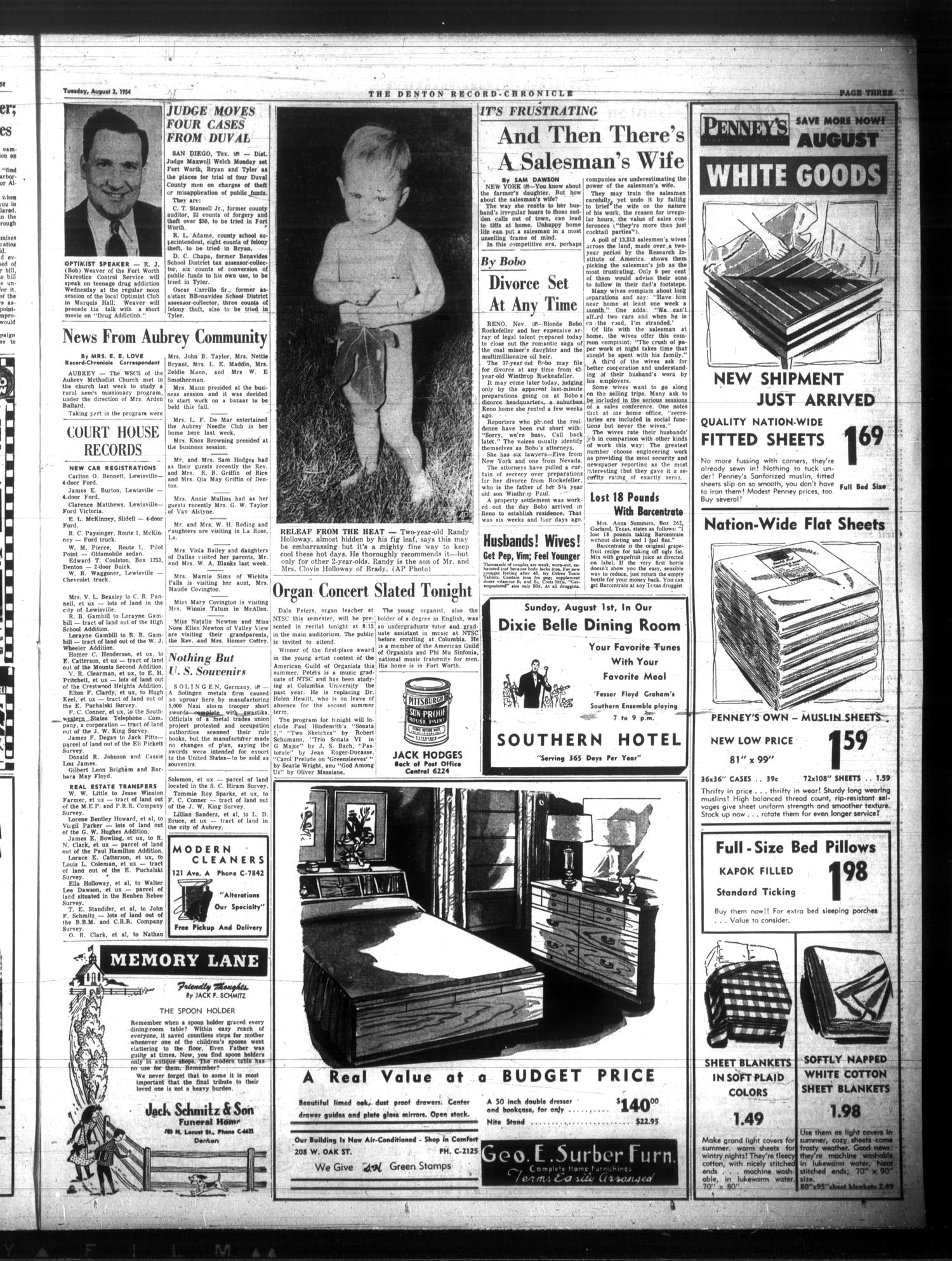 Denton Record-Chronicle (Denton, Tex.), Vol. 52, No. 1, Ed. 1 Tuesday, August 3, 1954
                                                
                                                    [Sequence #]: 3 of 10
                                                