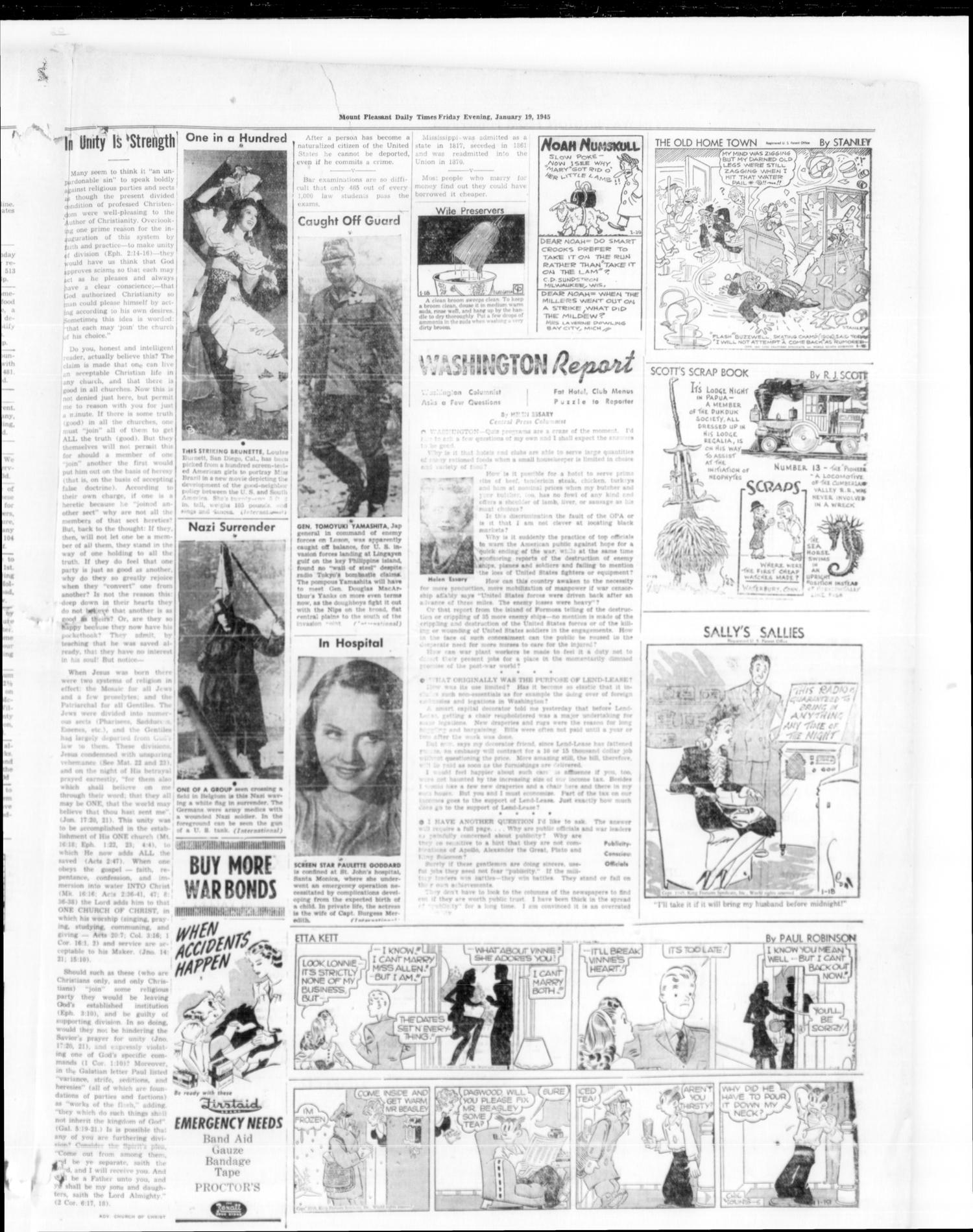 Mt. Pleasant Daily Times (Mount Pleasant, Tex.), Vol. 26, No. 260, Ed. 1 Friday, January 19, 1945
                                                
                                                    [Sequence #]: 3 of 4
                                                