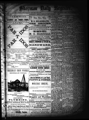 Primary view of object titled 'Sherman Daily Register (Sherman, Tex.), Vol. 2, No. 248, Ed. 1 Friday, September 9, 1887'.