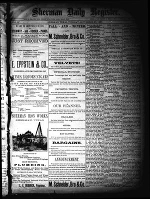 Primary view of object titled 'Sherman Daily Register (Sherman, Tex.), Vol. 2, No. 257, Ed. 1 Tuesday, September 20, 1887'.