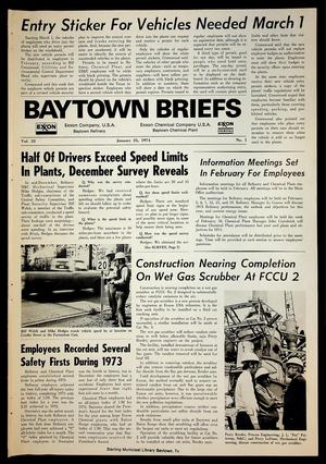 Primary view of object titled 'Baytown Briefs (Baytown, Tex.), Vol. 22, No. 01, Ed. 1 Friday, January 25, 1974'.