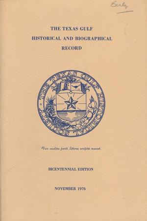 Primary view of object titled 'The Texas Gulf Historical and Biographical Record, Volume 12, Number 1, November 1976'.