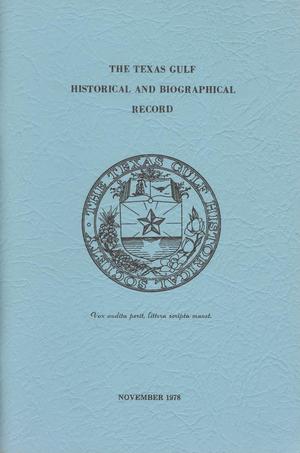 Primary view of object titled 'The Texas Gulf Historical and Biographical Record, Volume 14, Number 1, November 1978'.