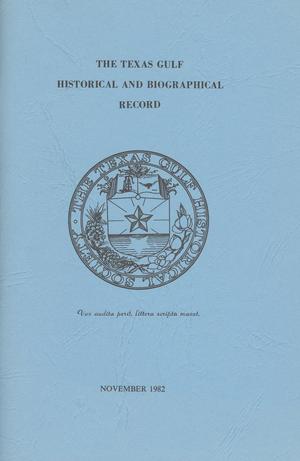 The Texas Gulf Historical and Biographical Record, Volume 18, Number 1, November 1982