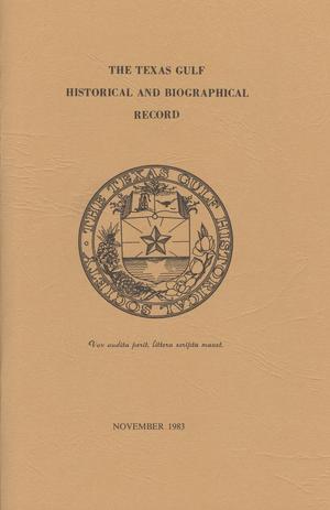 Primary view of object titled 'The Texas Gulf Historical and Biographical Record, Volume 19, Number 1, November 1983'.