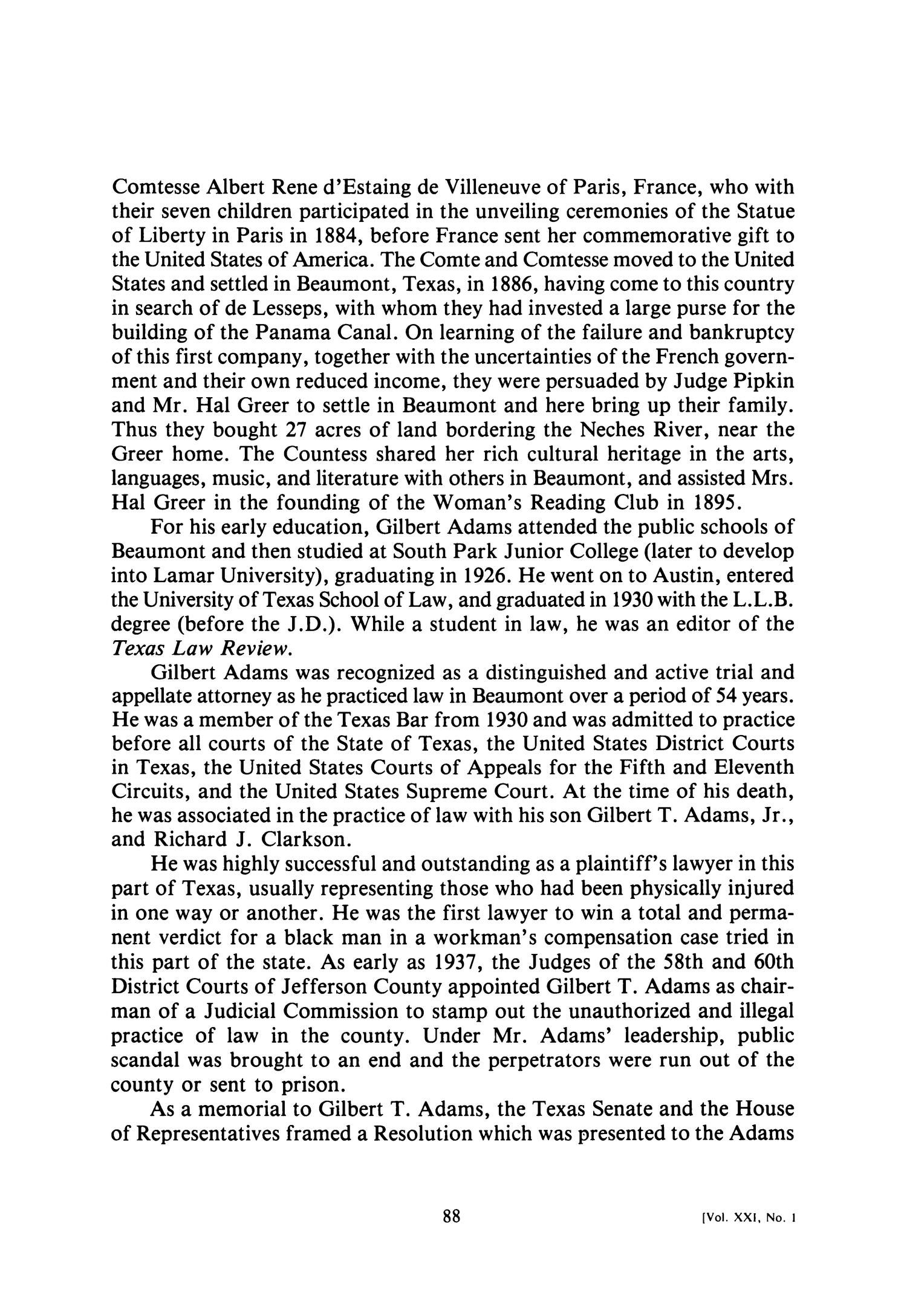 The Texas Gulf Historical and Biographical Record, Volume 21, Number 1, November 1985
                                                
                                                    88
                                                