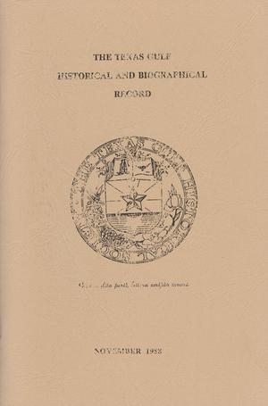 Primary view of object titled 'The Texas Gulf Historical and Biographical Record, Volume 24, Number 1, November 1988'.