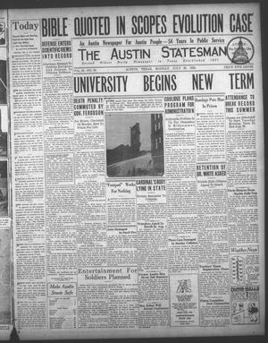 The Austin Statesman (Austin, Tex.), Vol. 55, No. 16, Ed. 1 Monday, July 20, 1925