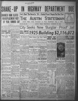 The Austin Statesman (Austin, Tex.), Vol. 55, No. 178, Ed. 1 Wednesday, December 30, 1925