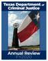Report: Texas Department of Criminal Justice Annual Review : 2020
