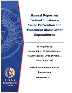 Primary view of object titled 'Annual Report on Federal Substance Abuse Prevention and Treatment Block Grant Expenditures: 2020'.