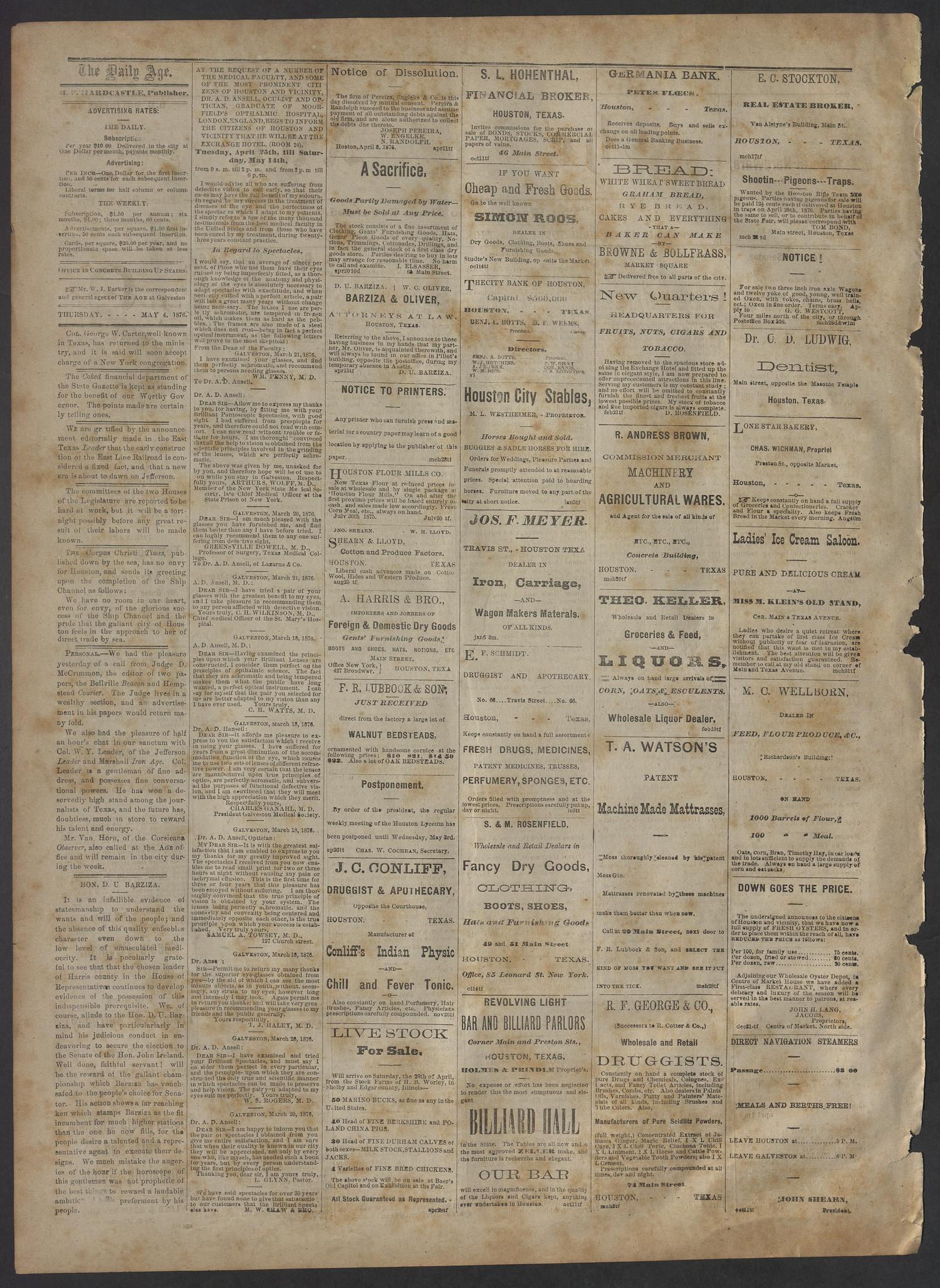 The Age. (Houston, Tex.), Vol. 5, No. 267, Ed. 1 Thursday, May 4, 1876
                                                
                                                    [Sequence #]: 2 of 4
                                                
