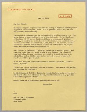 [Letter from Isaac H. Kempner to Mr. Harris L. Kempner, May 19, 1959]