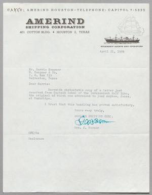 Primary view of object titled '[Letter from Geo. J. Horner to Harris Leon Kempner, April 21, 1959]'.