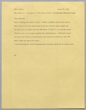 [Letter from Fred H. Rayner to Harris Leon Kempner, April 28, 1959]