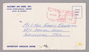 Primary view of object titled '[Lost Ticket Claim Card, December 10, 1958]'.