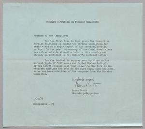 [Letter from Houston Committee on Foreign Relations to members of the Committee, January 31, 1959]