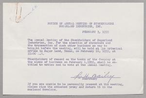 Notice of Annual Meeting of Stockholders: Sugarland Industries, Inc., 1959  [#1]