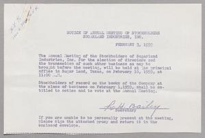 Notice of Annual Meeting of Stockholders: Sugarland Industries, Inc., 1959  [#2]