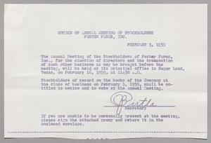 Notice of Annual Meeting of Stockholders: Foster Farms, Inc., 1959  [#3]